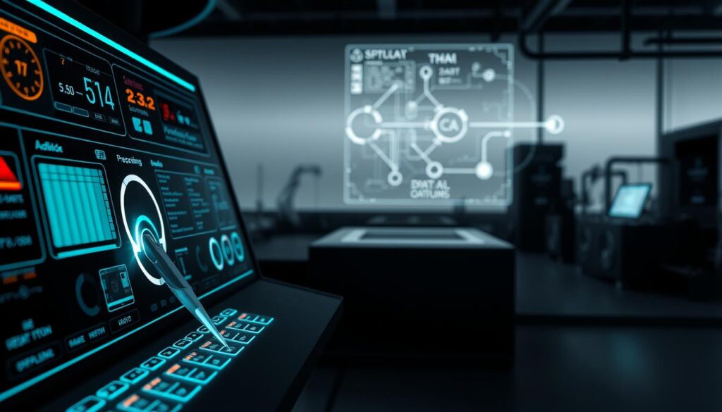A sleek, futuristic control panel glows with an array of digital readouts and touch interfaces. In the foreground, a precision cursor hovers over a series of customizable outputs, the edges softly lit with a cool, ethereal luminescence. The middle ground features a holographic display, showcasing a dynamic visualization of data flow and system performance. The background is a minimalist, monochromatic expanse, punctuated by the faint outlines of advanced machinery and infrastructure. The entire scene exudes a sense of technological prowess, precision, and the art of optimizing complex systems.